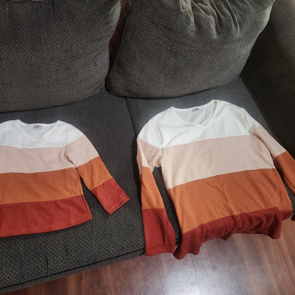 Mommy And Me Color Block V-Neck Sweaters